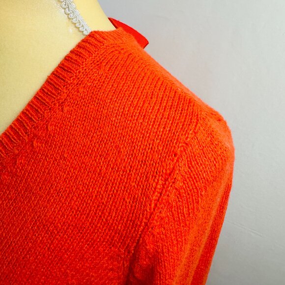 Anthropologie Moth Sweater Womens S Orange Pullover Tie Back V-Neck Open Knit - Picture 5 of 16